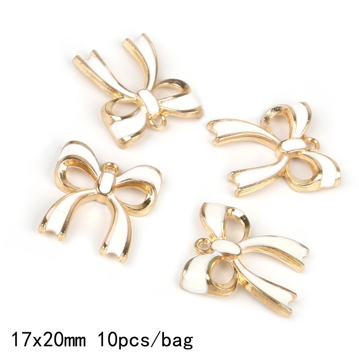 10Pcs Enamel Alloy Bow Charms Pink/White/Black Pendant