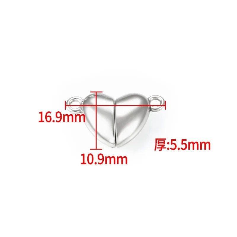 Heart-Shaped Magnetic Clasps – 10 Sets