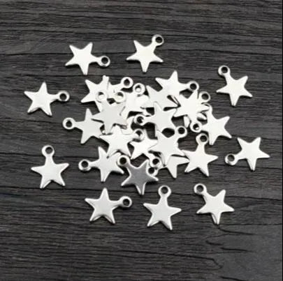 Pack of 100pcs Tiny Star Charms – 6mm Zinc Alloy Pendants